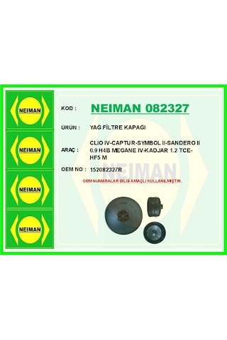 Neıman Yağ Filtre Kapağı Renault Clıo Iv-captur-symbol Iı-sandero Iı 0.9 H4b Megane Iv-kadjar 1.2 Tce-hf5 M