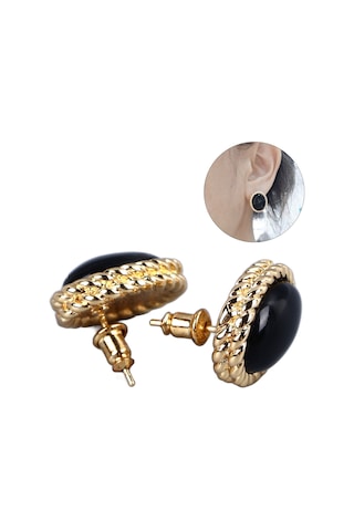 Tenfowee Vintage Bakır 18k Altın Kaplama Siyah Achat Küpe Kadınlar İçin Stres Azaltıcı Zirve Stil Güzellik Aksesuarı Diğer