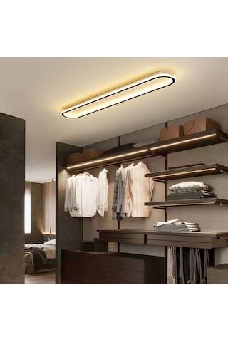 Beyaz 120x16 cm Oval Avize 3000K Sarı Işık Led Tavan Lambası