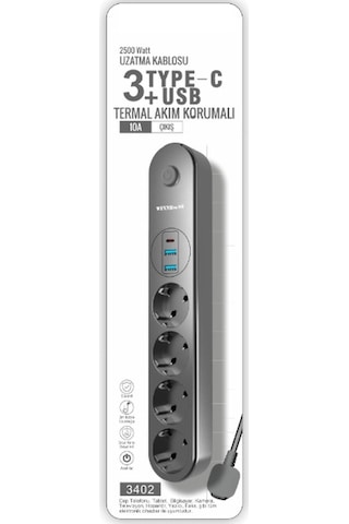River World Uzatma Kablosu 4 Adet Prizli Termal Akım Korumalı Usb Girişli Diğer