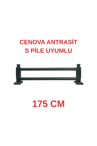Cenova S Pile Ve Perde Düğmesi Uyumlu Çetray Çift Raylı Modern Ahşap Rustik Antrasit 175 Cm Antrasit