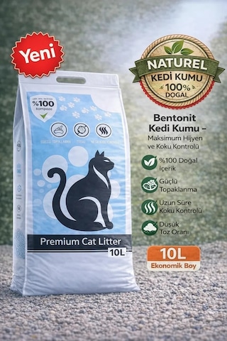 Bentonit Kedi Kumu 10 Litre %100 Beyaz Bentonit İnce Taneli Kokusuz Topaklanan Premium Kedi Kumu Toz Bentonit Kedi Kumu 10 Litre %100 Beyaz Bentonit İnce Taneli Kokusuz Topaklanan Premium Kedi Kumu Toz