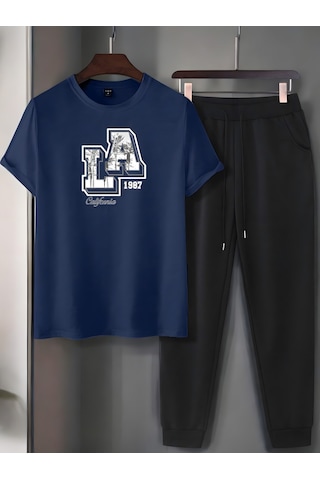Unisex Los Angles Baskılı Eşofman Takımı Lacivert
