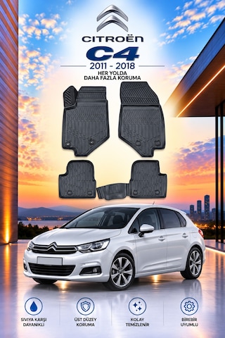 Citroen C4 2012 Model Aracınıza Özel Üretim Havuzlu Paspas Takımı A+ -mod-