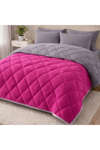 Pamuklu Lüks Çift Taraflı Çift Kişilik Yorgan 195x215cm Pembe