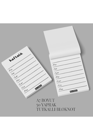 Minimal Plan 3lü Set, 3 Adet A7 Boyut, Mini Tutkallı Bloknot, Not Kağıdı, Herbiri 50 Yaprak