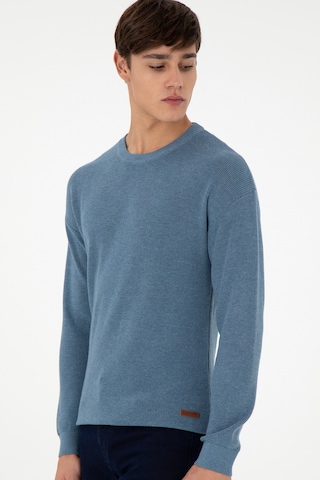 U.S. Polo Assn. Erkek Regular Fit Bisiklet Yaka Mavi Basic Kazak 50298267-VR251