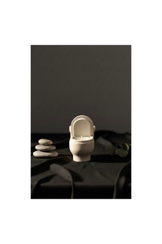 Klozet Görünümlü Dekoratif Tealight Mumluk - Esprili Banyo Süsü Ve Hediyelik Obje