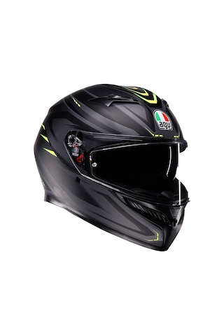 Agv K3 Mplk Syth Kapalı Kask Mat Siyah Sarı