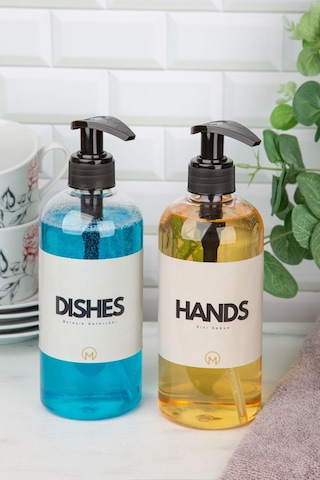 Multistore 2 Adet Plastik Şeffaf Tezgah Üstü Banyo Mutfak Sıvı Sabunluk Ve Deterjanlık Şeffaf