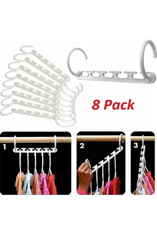 Ulzyvf 8'li Çok Amaçlı Askı Seti - Katlanabilir, Tasarruflu, Dayanıklı Pp Beyaz Beyaz