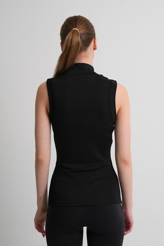 Alexandergardı Dik Yaka Kolsuz Kadın Bluz Siyah