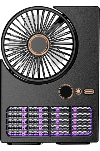 Ximistore9 2025 Yeni Model F05s Siyah Dış Mekan Kamp Makyrosu + Soğutucu Fan 2'li Fonksiyonlu Usb-c Şarjlı 5 Hızlı İç/dış Kullanım Uygun