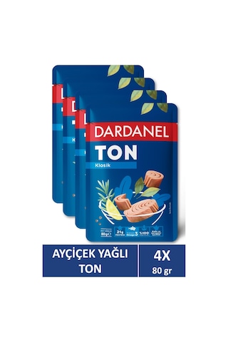 Dardanel Ayçiçek Yağlı Ton Balığı Poşet 80 Gr X 4 Adet