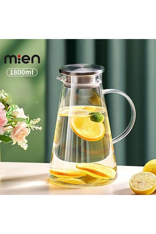 Cam Sürahi Borosilikat Metal Kapaklı 1.8 Litre
