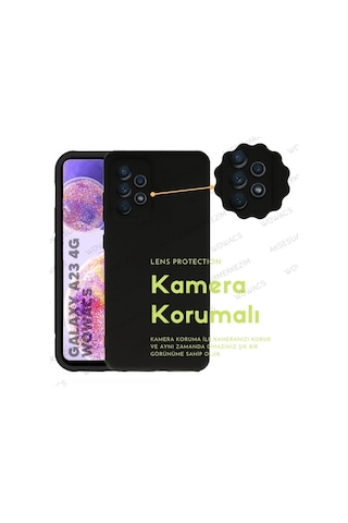 Samsung Galaxy Uyumlu A23 4g Kılıf Esnek Silikon Tam Koruma Siyah Kılıf Siyah
