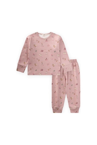 Desenli Mevsimlik Pijama Takım 1-7 Yaş Pudra Pembe Pudra