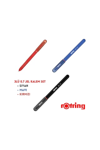 Rotring Jel Kalem 0.7 Mm, 3 Renk Set, Siyah Mavi Kırmızı Genel