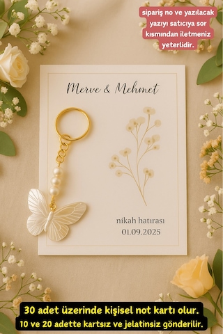 Kelebek 10 Adet Anahtarlık - Nişan Hediye - Kına Hediye - Nikah Hediye - Söz Hediye - Bride Çok Renkli