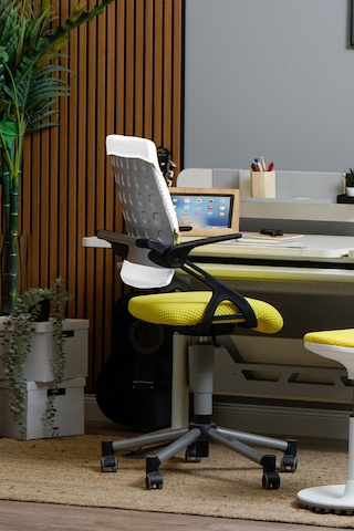 Creo Mobili Yükseklik Ayarlı Vega Plus Çalışma Sandalyesi, Ofis Ve Bilgisayar Koltuğu Beyaz/sarı Gri