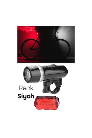 Ön-arka Set Bisiklet Feneri Pilli 500 Lümen 3 Mod Flaşörlü Bisiklet Farı Led Işık Siyah 4414 Siyah