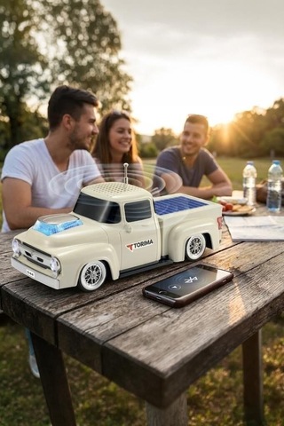 Premium Çocuk Seyyar Radyo Bluetooth Hoparlör D44 Bej