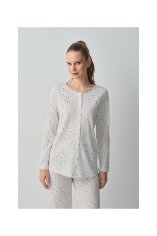 Suwen Amara Gömlek Yaka Pijama Takımı Wsh10510049338 Ekru