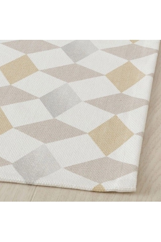 Ikea Gokvällå Halı 80 X 150 Cm Bej - Beyaz - Gri Beyaz - Bej - Gri