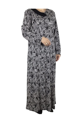 Kadın Desenli Oskar Kumaş Kulplu Elbise Anne4 Siyah