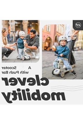 2'si 1 Arada Denge Bisikleti Ve Scooter - Ayarlanabilir Yükseklik, 1-2 Yaş Arası Çocuklar İçin Açık Füme - Füme - Kahverengi