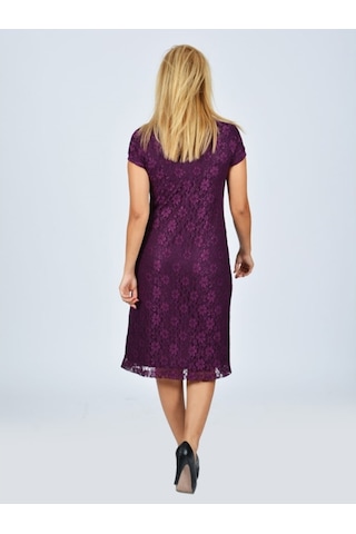 Nidya Moda Büyük Bedendantel Vako Elbise-4035Dm Mürdüm