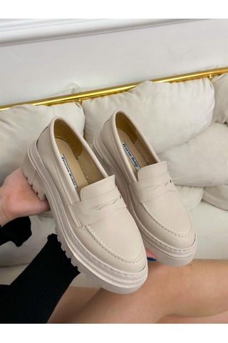 Erva'nın Butiği Bej Cilt Clay Kadın Loafer-4474