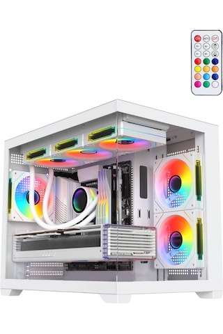 Terranova Kumandalı 6 Argb Fanlı Nova Beyaz Midi Tower Cam Panel Gaming Oyuncu Bilgisayar Kasası