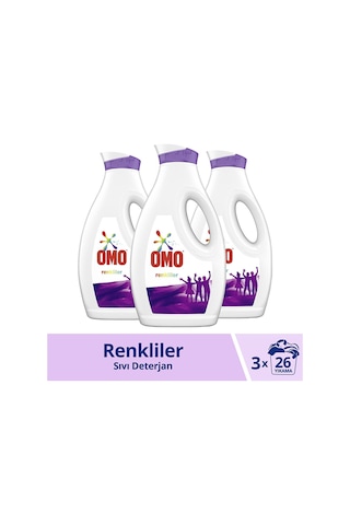 Omo Renkliler için 26 Yıkama Sıvı Deterjan 3 x 1690 ML