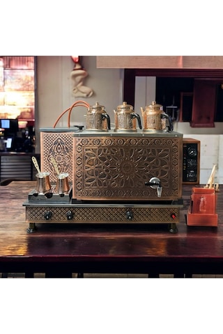 Elektrikli Ve Doğalgaz'lı 1.sınıf Çay Kazanı 3 Demlik 35 Lt Kapasiteli