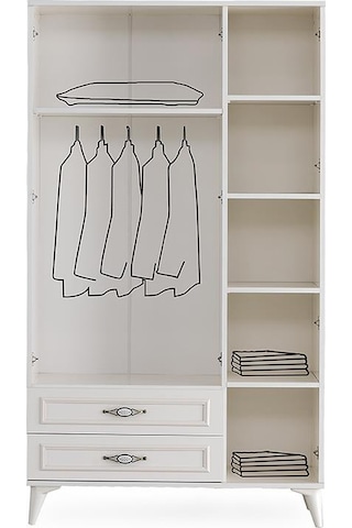 Erezogullari_Mobilya Irmak 3 Kapılı 2 Çekmeceli Gardrop Elbise Dolabı 120X48X195Cm