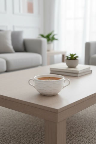 10 Cm Kulplu Porselen Kase 2 Kişilik Modern Ve Dekoratif Sofra Takımı Beyaz