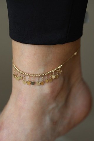 Yenigün Kuyumculuk 14 Ayar Altın Dorika Dizili Kelebek Sallantılı Halhal Hll30033