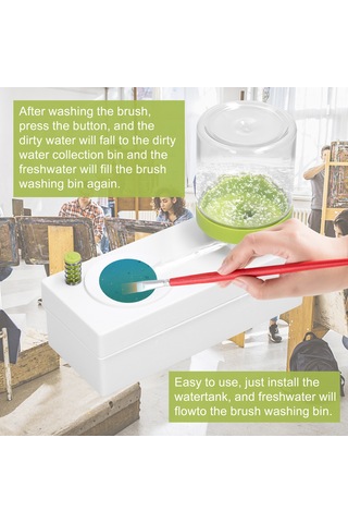 Wezone Yeşil Fırça Temizleyici Makinesi - Ressam, Makyaj Fırçaları İçin Hızlı, Su Tasarruflu, Çok Fonksiyonlu Temizleme Aleti