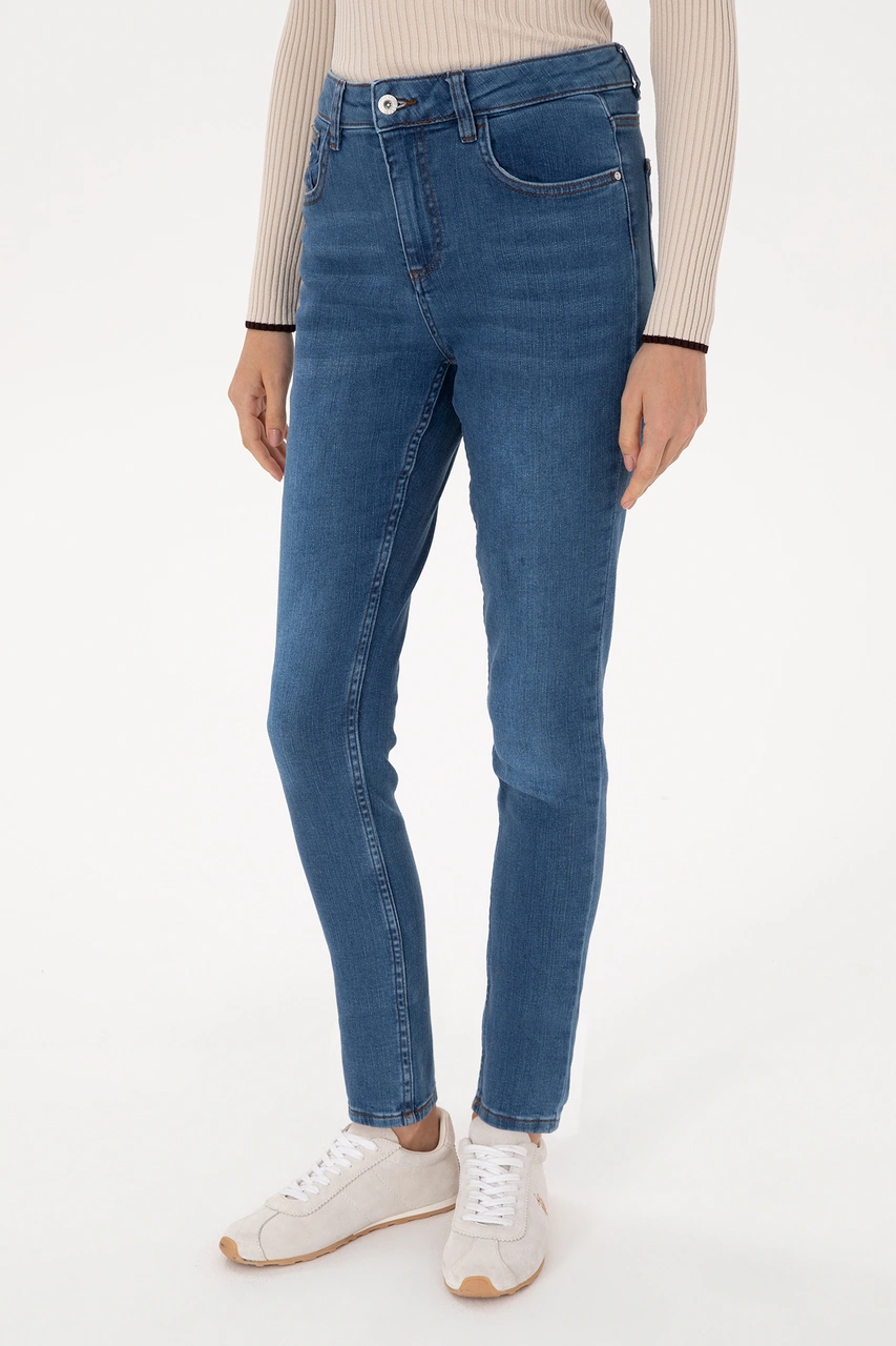 U.S. Polo Assn. Kadın Koyu Mavi Skinny High Waist Fit Jean Pantolon 50308078-DN0023