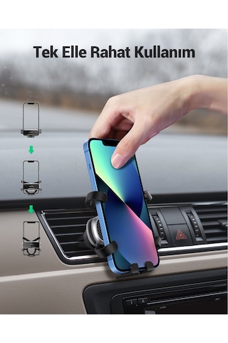 Ugreen 5 Kollu Mekanik Araç İçi Telefon Tutucu Air Vent, Siyah, 80539