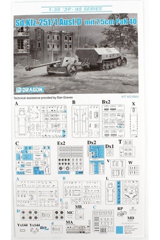 Dragon 6664 1/35 Ölçek, Sd.kfz.251/1 Ausf.d Personel Taşıyıcı Ve 7.5cm Pak 40 Çekili Topu 2 İn 1 Plastik Model Kiti-36568