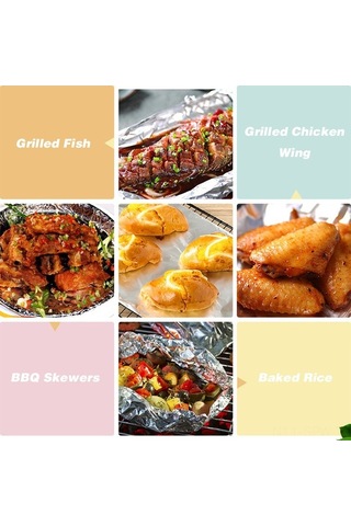 Besthome1 10μm Kalın Alüminyum Folyo: 10m X 30cm, Barbekü, Fırın, Pişirme, Gıda İçin Tek Kullanımlık, Çok Renkli Çok Renkli