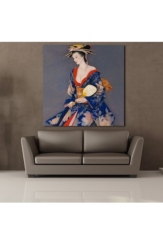 Japon Kadın Temalı Kanvas Tablo 100x100cm