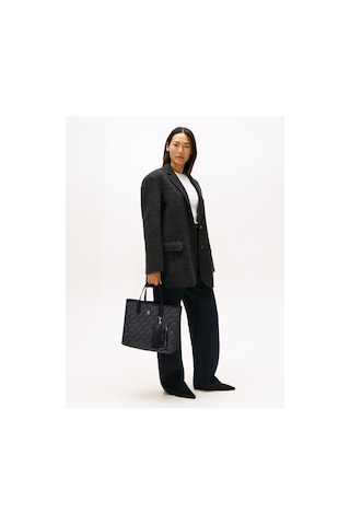 Th Icon Satchel Jacquard Kadın Siyah Çanta-10333 Black