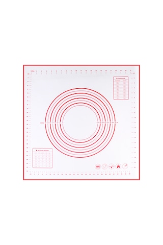 Yuntech01 Kırmızı Silikon Hamur Hazırlama Matı - Ölçü İçerir - Fırın Ve Barbekü Araçları - 29x26 Cm Kırmızı