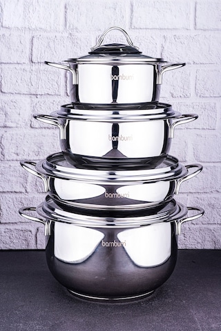 Harmony 8 Parça Çelik Tencere Seti Gümüş