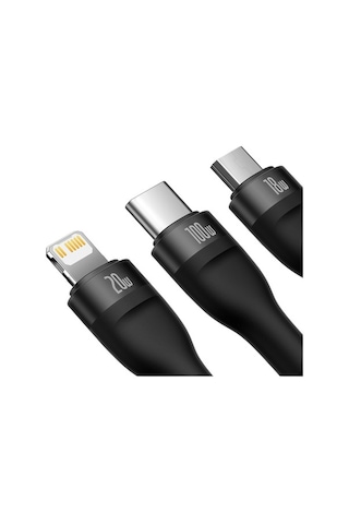 Novahub Flash Iı 3-in-1 100w Şarj Kablosu Siyah 120cm - Hızlı Şarj, Data Yükleme