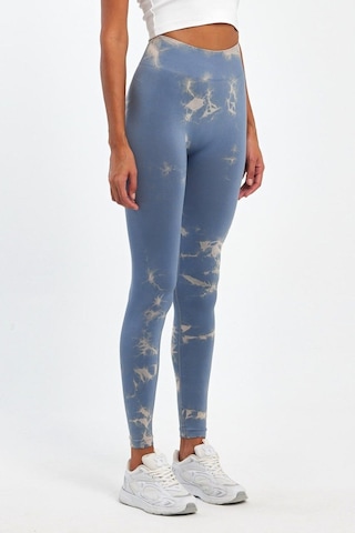 Arkası Büzgülü Seamless Desenli Tayt Gri