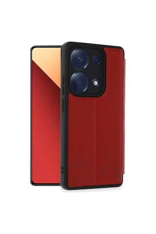 Newface - 588 - Xiaomi Redmi Note 13 Pro 4g Kılıf Flip Cover - Kmrsfres - - Kırmızı